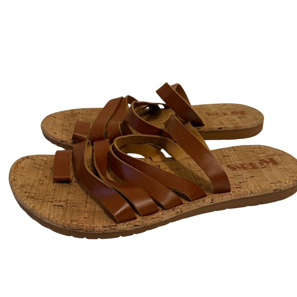 Kork-Ease Brown Leather Strappy Cork Footbed Sandals